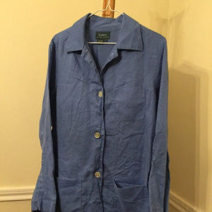 Lauren Ralph Lauren Womens Large Blue 100% Linen